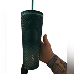 Starbucks 2023 Spring Teal Jeweled Green Blue Ombre Cold Cup Tumbler 24oz